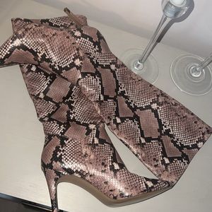 STEVE MADDEN Pink Snake knee-high boot
